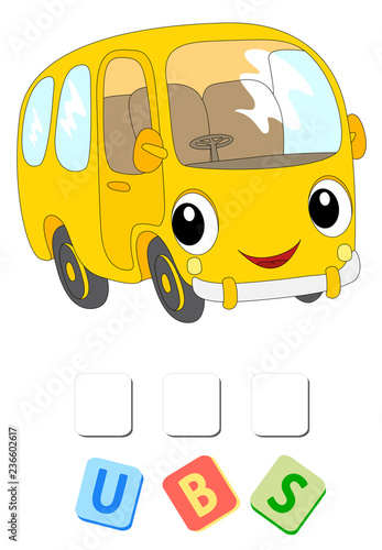 Cartoon yellow bus crossword