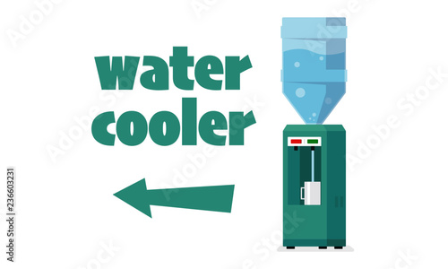 Water Cooler direction in office. Flat Vector illustration isolated on blue background