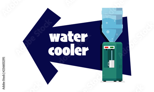 Water Cooler direction in office. Flat Vector illustration isolated on blue background