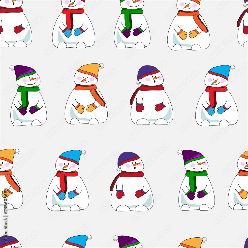Fototapeta premium Snowman. seamless pattern