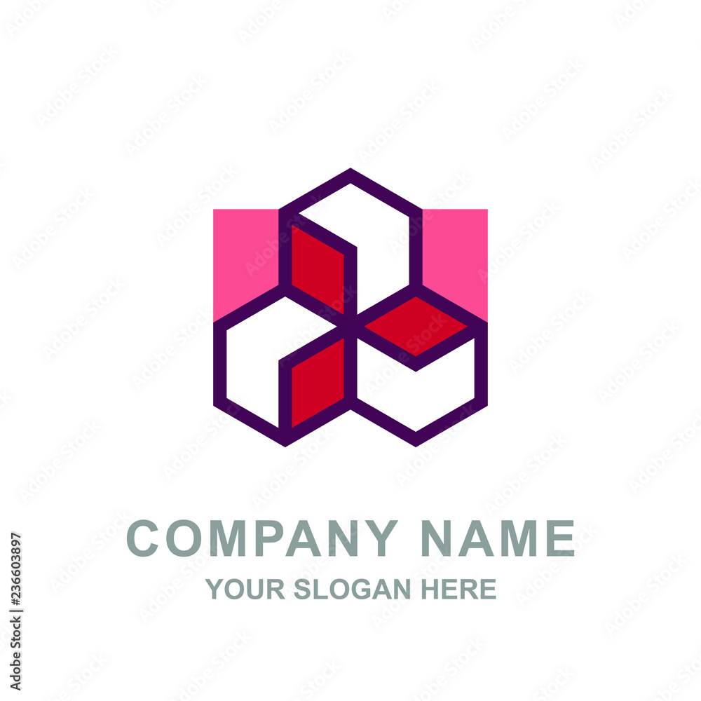 Three Boxes Geometric Real Estate Building Logo Vector Illustration Three Boxes Geometric Real Estate Building Logo Vector Illustration