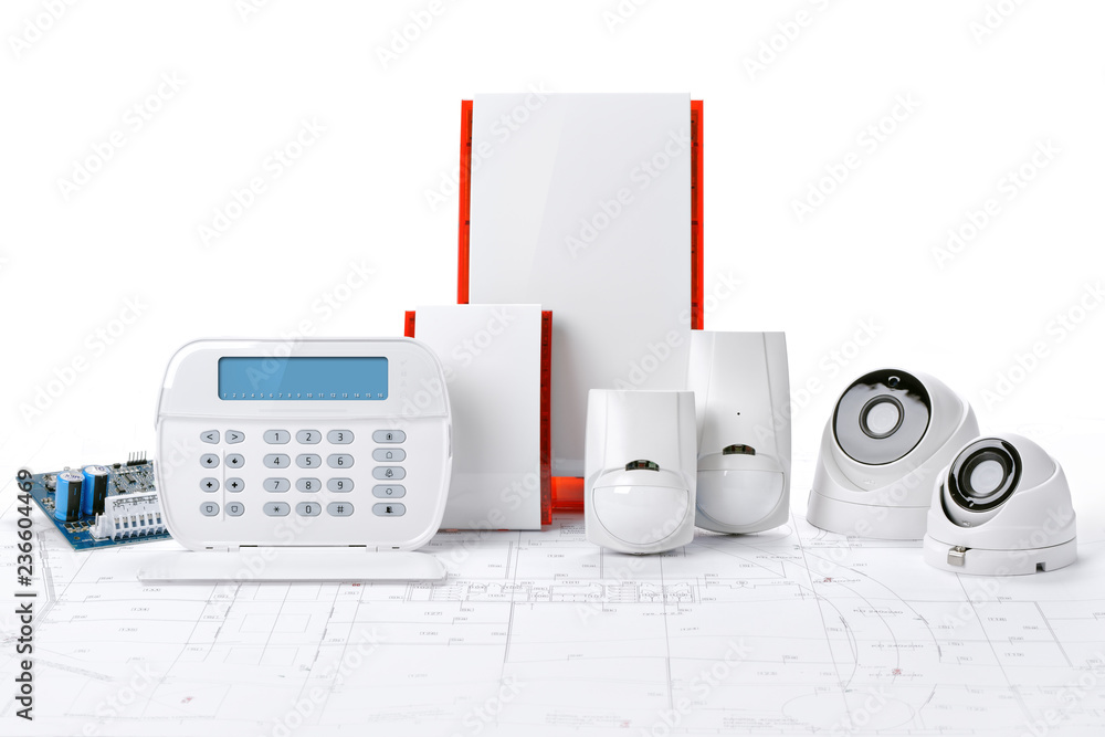 Fototapeta premium Alarm domowy, system ochrony CCTV