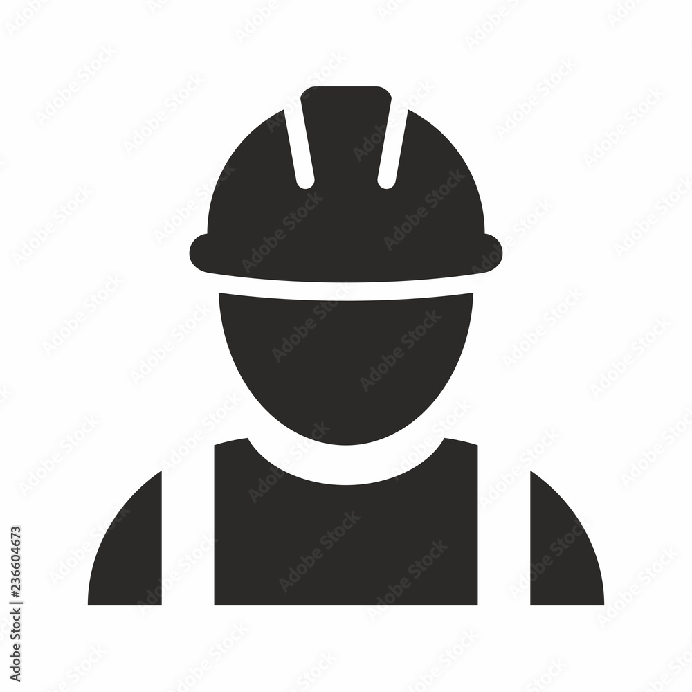 Construction worker vector icon - obrazy, fototapety, plakaty 