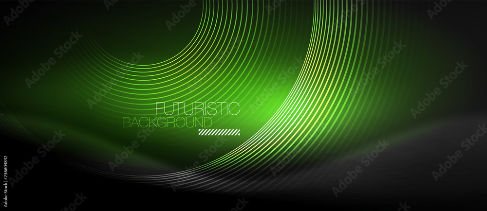 Dark abstract background with glowing neon circles Dark abstract background with glowing neon circles
