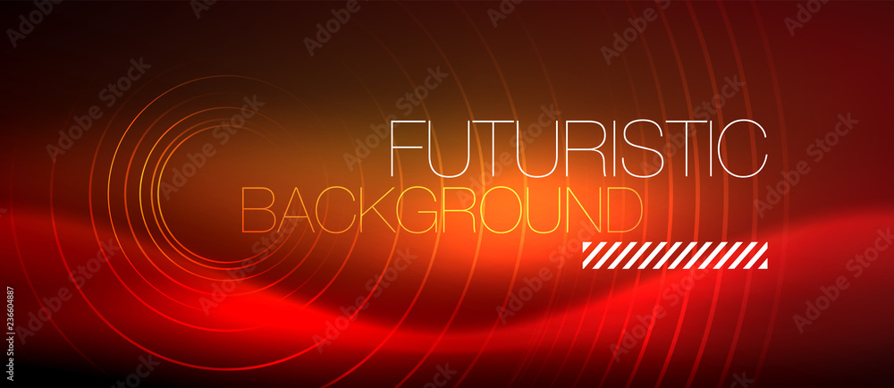 Neon glowing techno lines, hi-tech futuristic abstract background template with square shapes Neon glowing techno lines, hi-tech futuristic abstract background template with square shapes