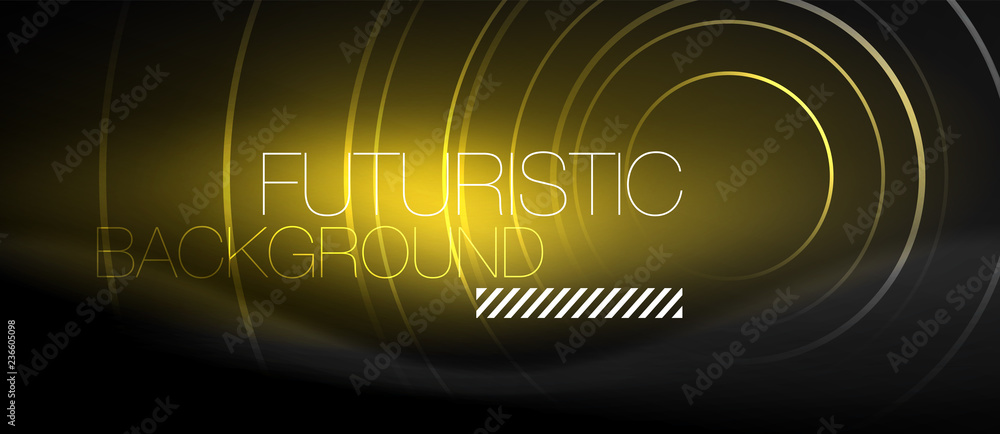 Dark abstract background with glowing neon circles Dark abstract background with glowing neon circles