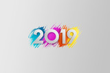 Creative, new design inscription 2019 on a modern background. Light background. Happy New Year. Merry Christmas.