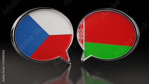 Free Download Czech Republic and Belarus flags with Speech Bubbles. 3D illustration - GFXLoad