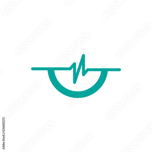 simple pulse with half circle logo template, Simple Healht Care logo template, Health Center Logo design, vector illustration isolated on white background.