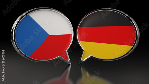 Free Download Czech Republic and Germany flags with Speech Bubbles. 3D illustration - GFXLoad