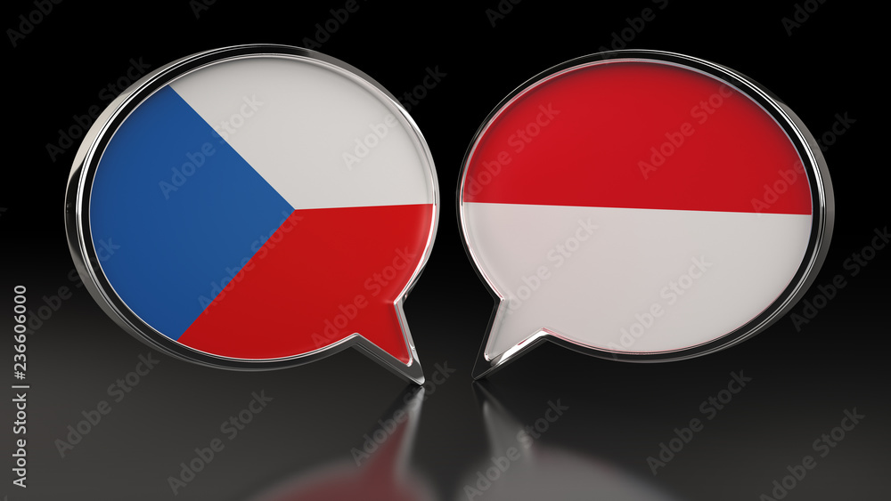 Obraz premium Czech Republic and Monaco flags with Speech Bubbles. 3D illustration