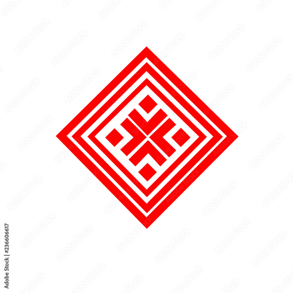 Red the ethnic element of the Slavic pattern on a white background Red the ethnic element of the Slavic pattern on a white background