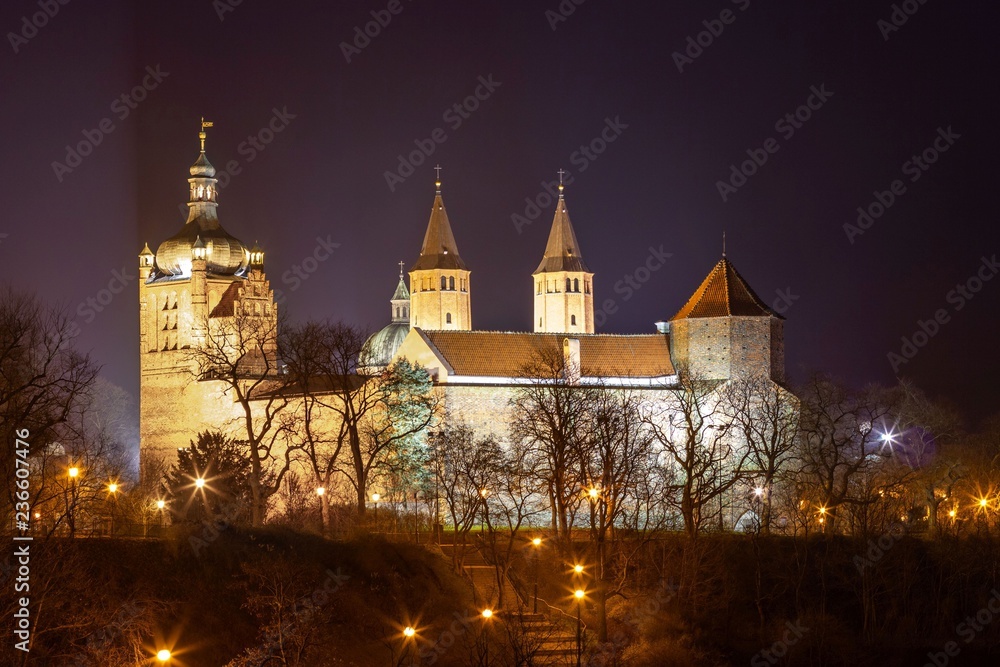 Illuminated Castle of the Dukes of Masovia, Plock - Poland