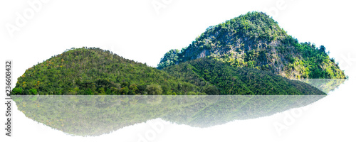 Mountain, isolated island on a white background with a trail