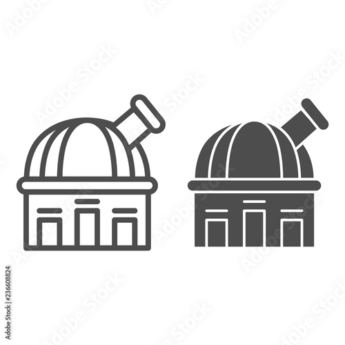 Observatory line and glyph icon. Telescope vector illustration isolated on white. Astronomy outline style design, designed for web and app. Eps 10.