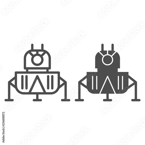 Space landing module line and glyph icon. Cosmos vector illustration isolated on white. Spacecraft outline style design, designed for web and app. Eps 10.
