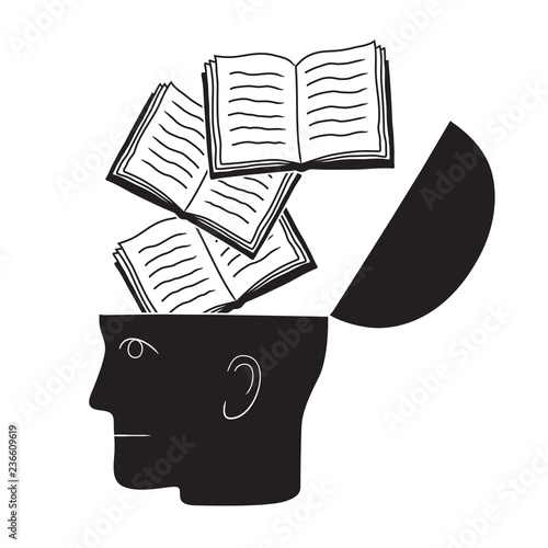 Symbolic drawing of head and knowledge with culture