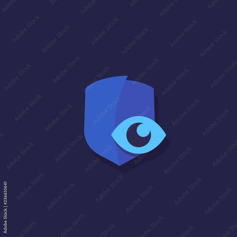 Eye and shield logo, vector icon Eye and shield logo, vector icon