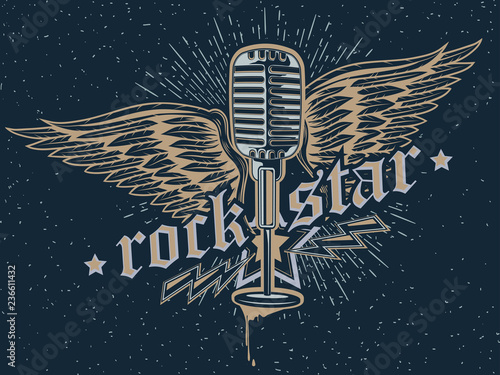 Rock star microphone emblem