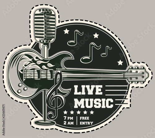 Live music monochrome emblem