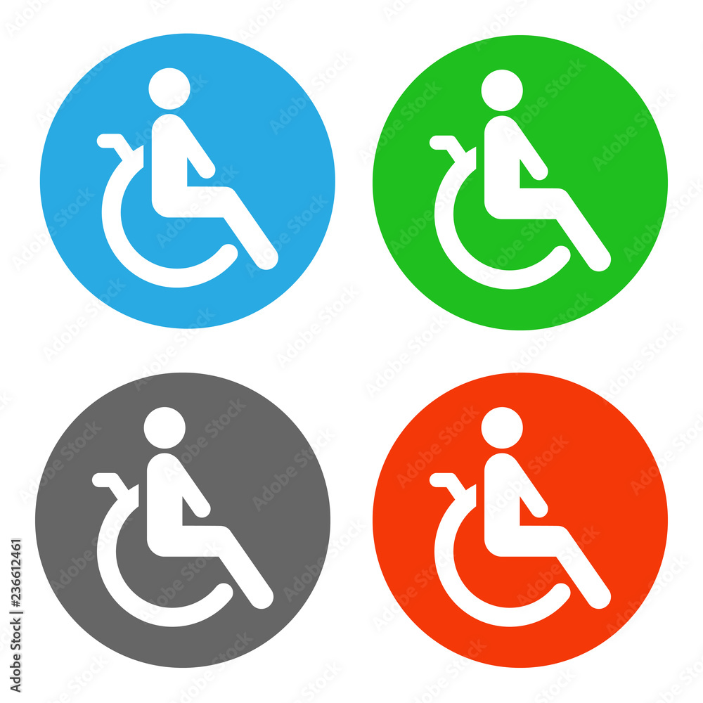 Disabled person. Icon set. Vector. Disabled person. Icon set. Vector.