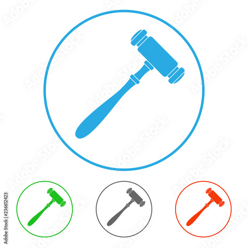 Hammer of justice. Icon set. Court symbol. Vector.