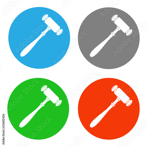 Judge gavel. Icon set. Law symbol. Vector.