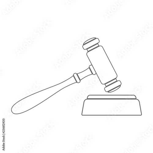 Hammer of justice and anvil. Outline. Vector.