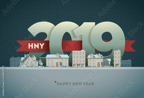 Happy New Year 2019 in the city