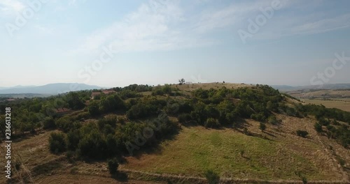 Landscacpe Shot, Staro Nagorichane, Macedonia, Balkans, Ends on a Rock with a Lone Tree. photo