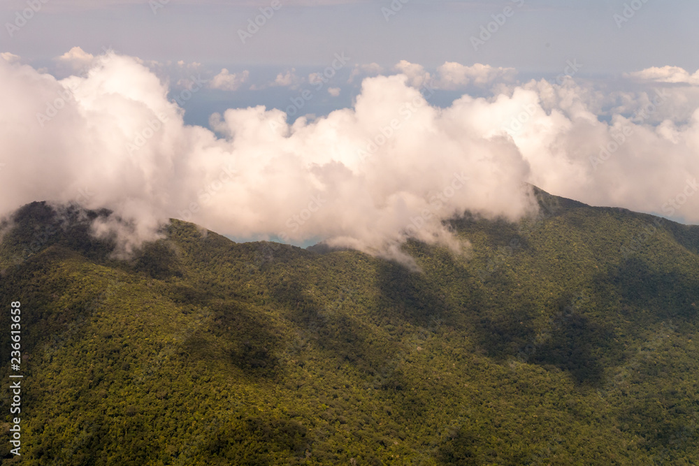 Wolken am Bergkamm bei Cairns mit Regenwald