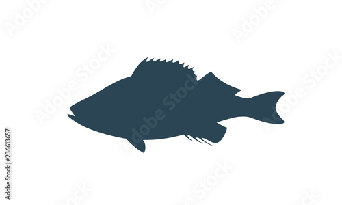 Ocean Perch silhouette. Isolated ocean perch on white background.   