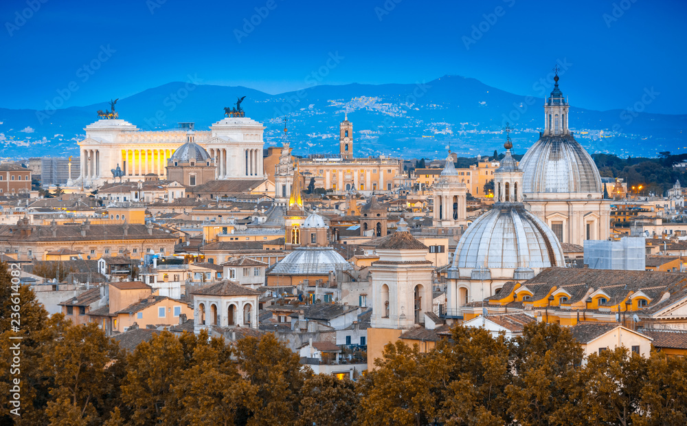 View of Rome from Castel Sant'Angelo. Rome cityscape.
