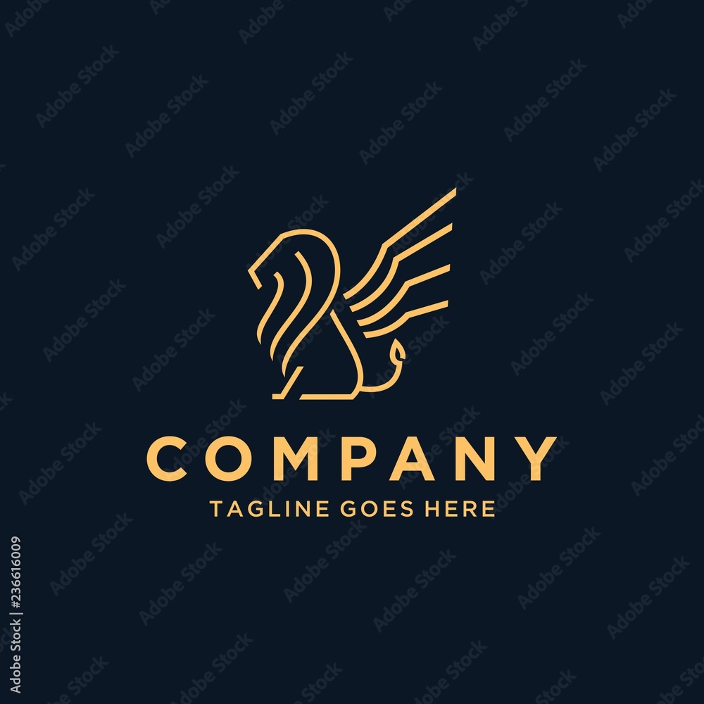 Obraz premium Great Lion Wing Logo design vector illustration