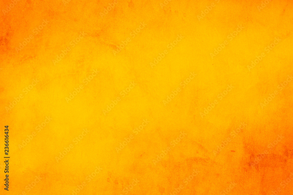 Horizontal yellow and orange grunge texture cement or concrete wall banner, blank  background - obrazy, fototapety, plakaty 