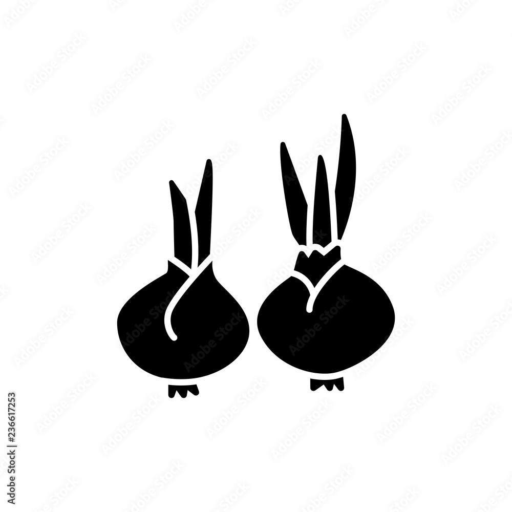Vecteur Stock Black & white vector illustration of flower bulbs with
