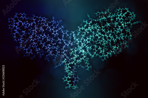 CTLA-4 (Cytotoxic T-lymphocyte-associated protein 4, CD152) protein. CTLA4 blocking antibodies are used in cancer therapy (immune checkpoint blockade therapy). 3D rendering.