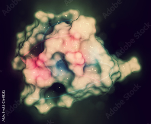 Insulin peptide hormone. Important drug in treatment of diabetes. 3D Rendering based on protein data bank entry 1trz. photo