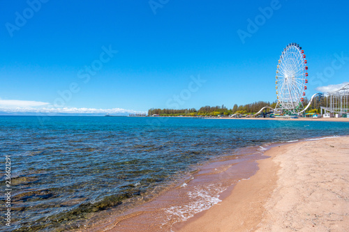 Beautiful landscape, Issyk-Kul lake, Bosteri, Kyrgyzstan photo