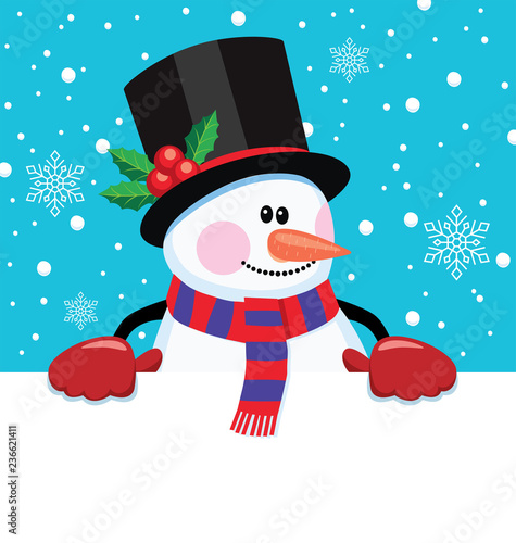 vector christmas cartoon illustration of snowman