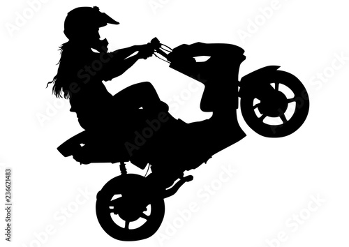 Old big bike and man white background