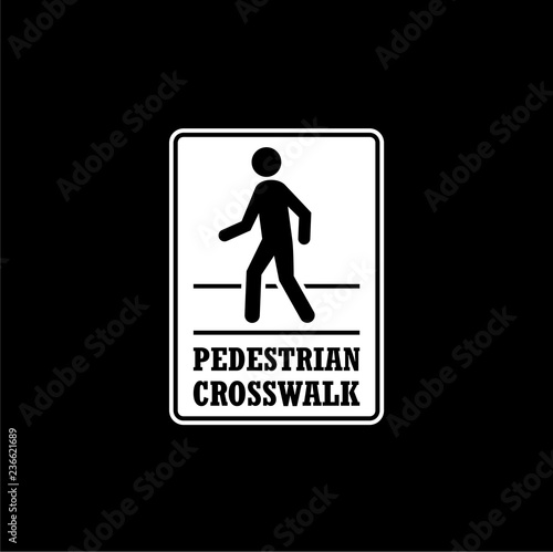 Pedestrian Traffic Sign icon or logo isolated on dark background 