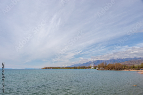 Beautiful landscape, Issyk-Kul lake, Bosteri, Kyrgyzstan