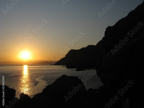 Sunset on the Black Sea, rocky coast