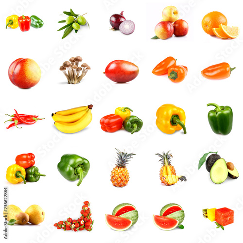 Fruits and vegetables collage, isolated
