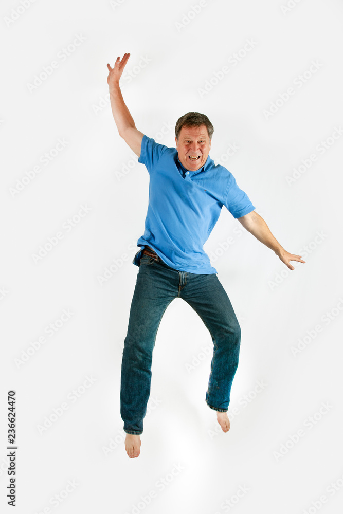 man jumps in the air