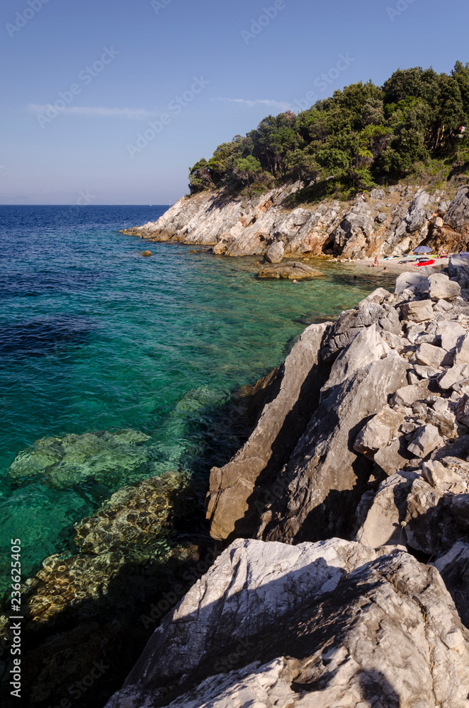 seaside in dalmatia, view of the seaside of mljiet island