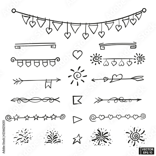 Set of hand drawing elements