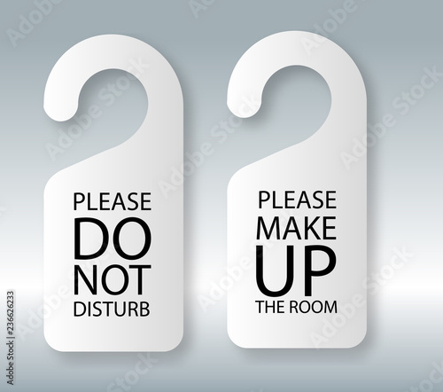 Door hanger.vector do not disturb and make up the room please hotel hanger signs