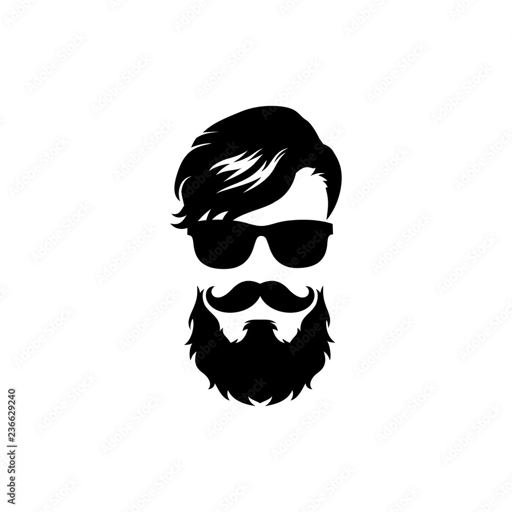 Hipster man hairstyle with mustache and beard Hipster man hairstyle with mustache and beard